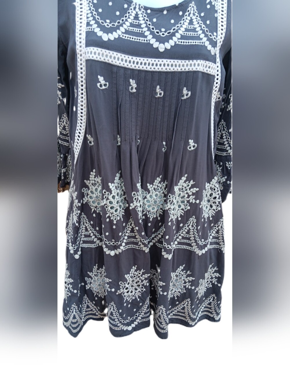 Sundance Mini Dress/Tunic Gray and White Size S - Picture 3 of 5